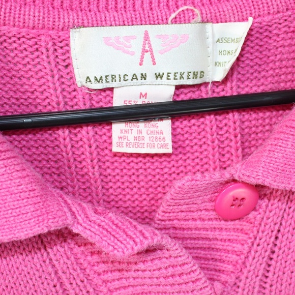 vintage pink knit polo shirt women’s medium button-up Henley collar - Picture 3 of 3